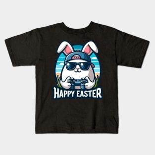 "Video Game Bunny Eggs Happy Easter Day" Graphic Tee Kids T-Shirt